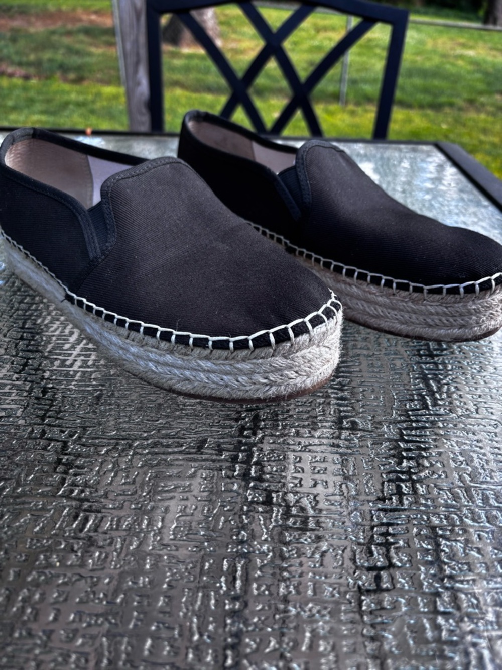 Women’s circus by Sam Edelman black espadrilles slip on platform shoes 8.5 - Picture 2 of 7